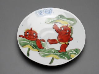 鬼絵（蕗の葉）　小皿