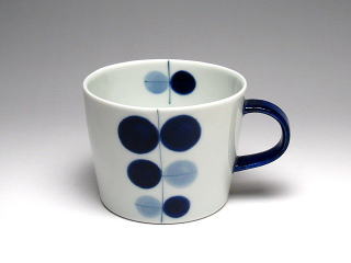 水玉リーフ（青）　マグカップ
