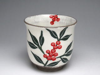 なんてん（緑）　湯呑