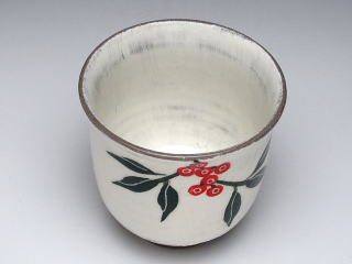 なんてん（緑）　湯呑