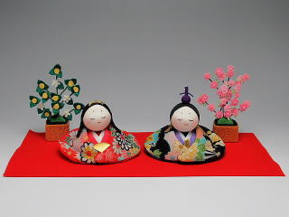 友禅おすまし桜橘雛　置物