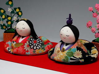 友禅おすまし桜橘雛　置物