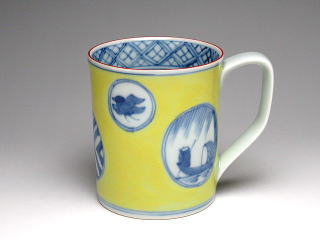 黄彩丸紋　マグカップ