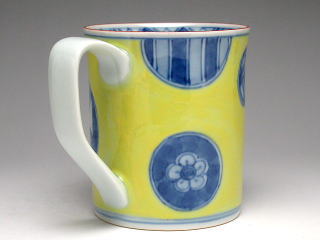 黄彩丸紋　マグカップ