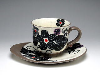 黒花　コーヒーカップ