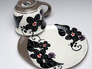 黒花　コーヒーカップ